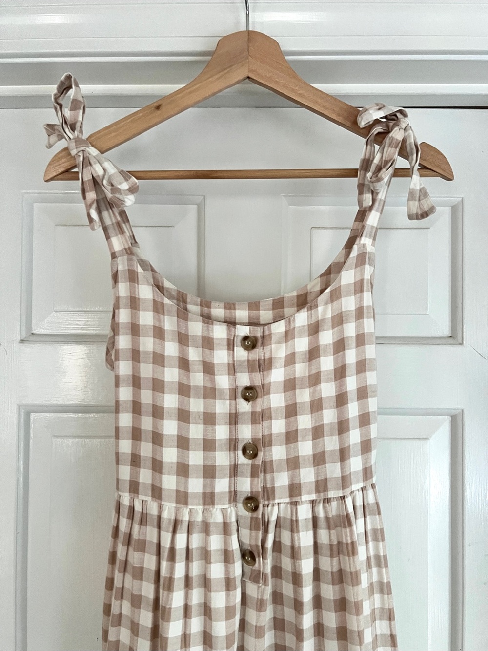 Little Cottonwood Women’s Magnolia Midi Dress in Tan Gingham - Picture 2 of 4